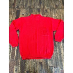 16th street vintage mock neck knit red sweater size small with pocket